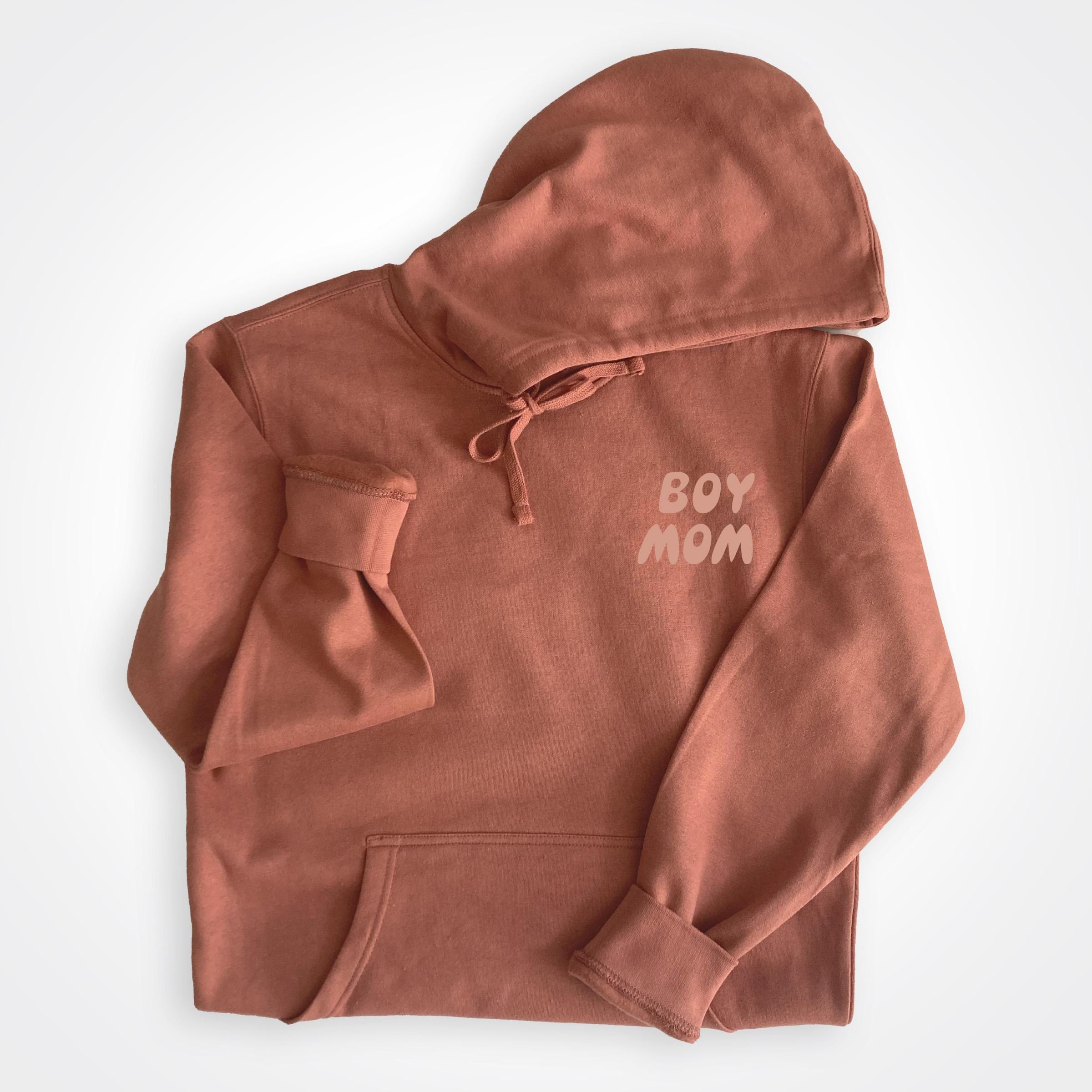 Boymom Desert Rose Fleece Hooded Sweatshirt Left Chest